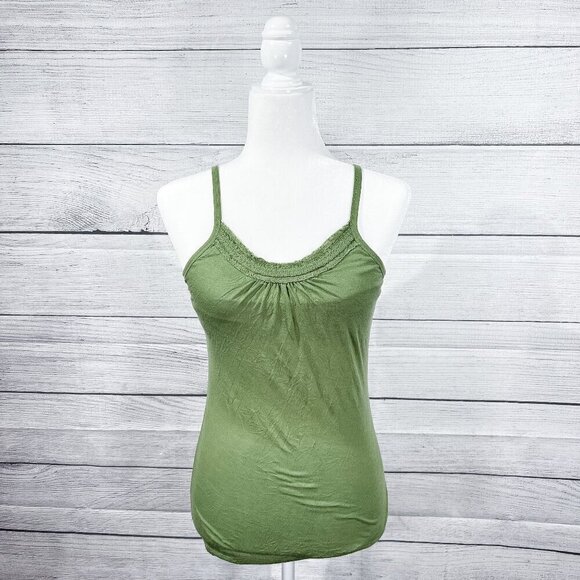Source Unknown Tops - Basic Tank Top | Spaghetti Strap | Textured | Green | Medium | Y2K | Women